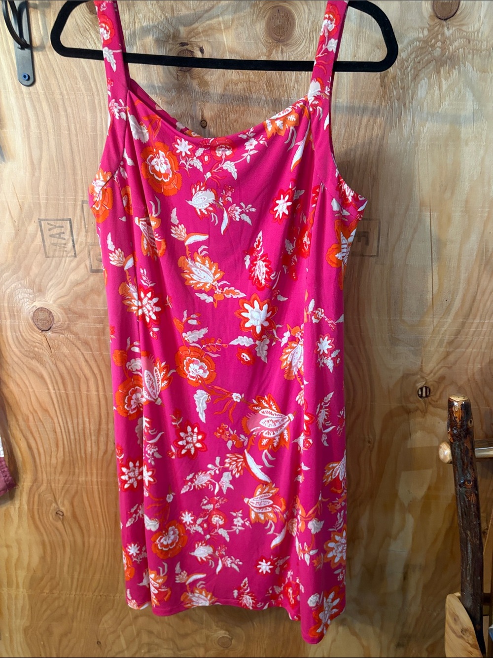 Bright Pink Floral Midi Slip Dress